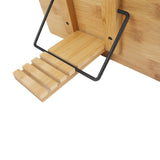 Bamboo Book Stand - Adjustable Book Stand - Book, Recipes, Tablet Portable Holder - Front View