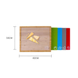 Bamboo Chopping Board With 5 Inserts - Top-Down View