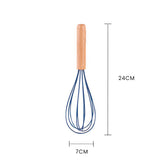 2pcs Beechwood & silicone whisk navy - Top-Down View