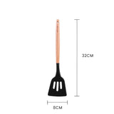 Beechwood & silicone slotted turner charcoal - Front View