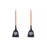 2pcs Beechwood & silicone slotted turner charcoal