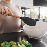 2pcs Beechwood & silicone spatula charcoal - 45-Degree Angle