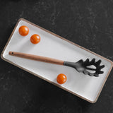 Beechwood & silicone pasta spoon charcoal - Top-Down View