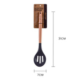 Beechwood & silicone slotted spoon charcoal - 45-Degree Angle