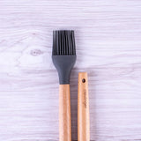 Beechwood & silicone basting brush charcoal - Front View