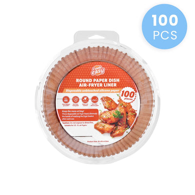 100 Pcs 16cm Round Disposable Unbleached Silicone Paper Dish Air-fryer Liner