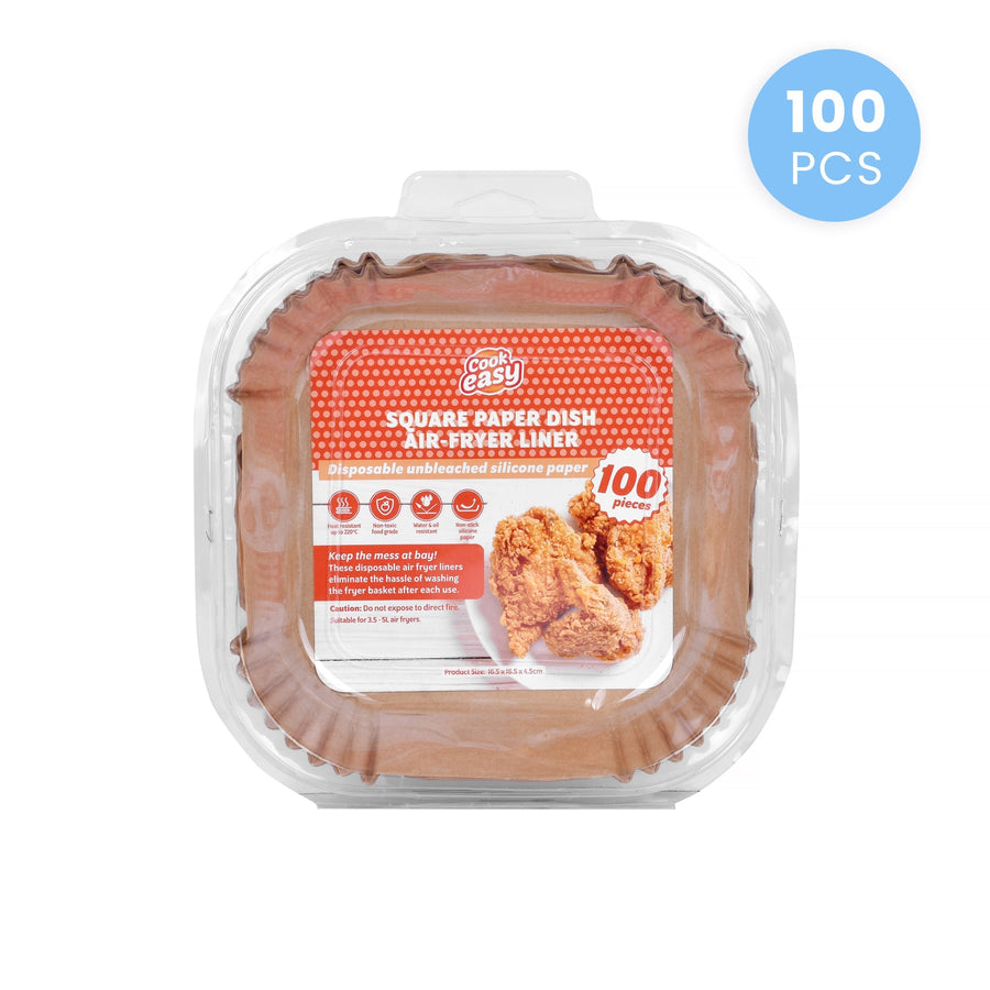 100 Pcs 16.5cm Square Disposable Unbleached Silicone Paper Dish Air-fryer Liner