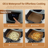 100 Pcs 20cm Square Disposable Unbleached Silicone Paper Dish Air-fryer Liner - 45-Degree Angle