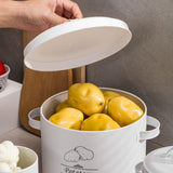 3 pcs Galvanised Iron Fruit Vegetable Storage Tins - Side View