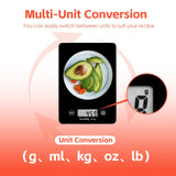 5KG Digital Glass Kitchen Scale - 45-Degree Angle