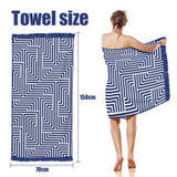 Rectangular Quick Dry Beach Towel with Tassel - Close-Up Angle