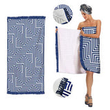 Rectangular Quick Dry Beach Towel with Tassel - Low Angle