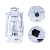 12 LED Solid Metal Camping Hurricane Lantern - White - Top-Down View