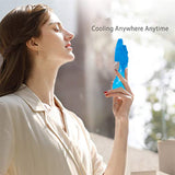 Handhold Battery Powered Personal Water Spray Fan-Blue/Pink - Blue - Front View