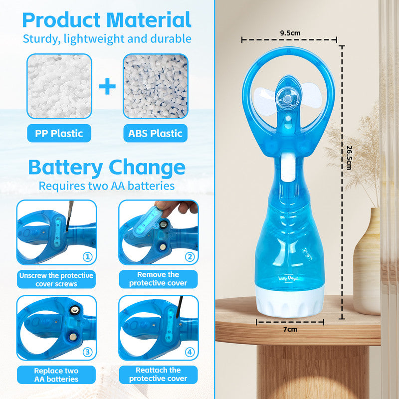 Lazy Dayz Water Spray Fan - Pink