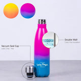 500ml Double Wall Stainless Steel Daily Drink Bottle - Pink - Side View