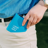 175ml Stainless Steel Hip Flask w Funny Quotes-Blue - Front View