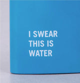 175ml Stainless Steel Hip Flask w Funny Quotes-Blue - Side View