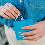 175ml Stainless Steel Hip Flask w Funny Quotes-Blue - Top-Down View