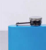 175ml Stainless Steel Hip Flask w Funny Quotes-Blue - 45-Degree Angle