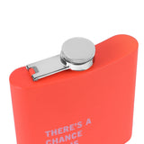 175ml Stainless Steel Hip Flask w Funny Quotes - Peach - Front View