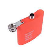 175ml Stainless Steel Hip Flask w Funny Quotes - Peach - Side View
