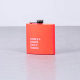175ml Stainless Steel Hip Flask w Funny Quotes - Peach - Top-Down View