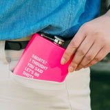 175ml Stainless Steel Hip Flask w Funny Quotes-Pink - Front View