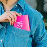 175ml Stainless Steel Hip Flask w Funny Quotes-Pink - Top-Down View