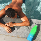 Lazy Dayz Jumbo Drink Bottle 1L - Pink Blue Ombre - Front View