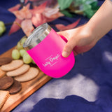 Lazy Dayz Stemless Wine Cup 350ml - Pink - Front View