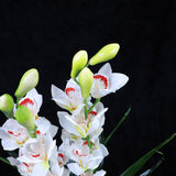 100cm Faux Artificial Home Decor Potted  Cymbidium-Red/White - Red - Side View