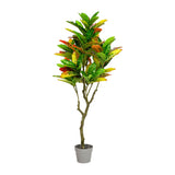 125cm Faux Artificial Home Decor Potted Codiaeum Plant - Front View