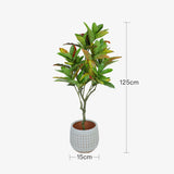 125cm Faux Artificial Home Decor Potted Codiaeum Plant - Top-Down View