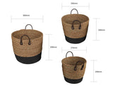 3 Piece Cotton Rope Stripe Carry Handles Storage Baskets Set - Side View