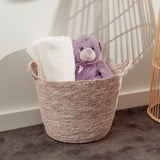 2 Piece Cotton Rope String Carry Handles Storage Baskets Set - Front View