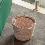 2 Piece Cotton Rope String Carry Handles Storage Baskets Set - Side View