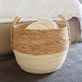 3 Piece Cotton Rope Stripe Carry Handles Storage Baskets Set - 45-Degree Angle