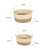 2 Piece Cotton Rope Stripe Carry Handles Storage Baskets set - Top-Down View