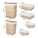 6 Piece Wicker Storage Baskets With Liner Set - Top-Down View