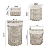 4 Piece Wicker  Storage Baskets With Liner Set - 45-Degree Angle
