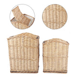 2 Piece Wicker Storage Baskets With Lid Set - Front View