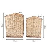 2 Piece Wicker Storage Baskets With Lid Set - Side View