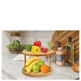 Bamboo Lazy Susan Turntable 2 Tiers - Front View