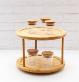 Bamboo Lazy Susan Turntable 2 Tiers - Side View
