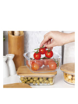 2pc Bamboo Cover Food Container Medium and Large - Top-Down View