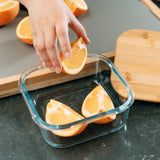 2pc Bamboo Cover Food Container Medium and Large - 45-Degree Angle