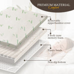 6cm Memory Foam Mattress Topper with Bamboo Cover - King, image 4