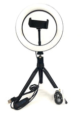 LED Studio Ring Light with Stand and Phone Holder 20cm - Side View