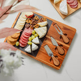 Clevinger 4 Piece Acacia Wood & Slate Cheese Board With Knife Set - Front View